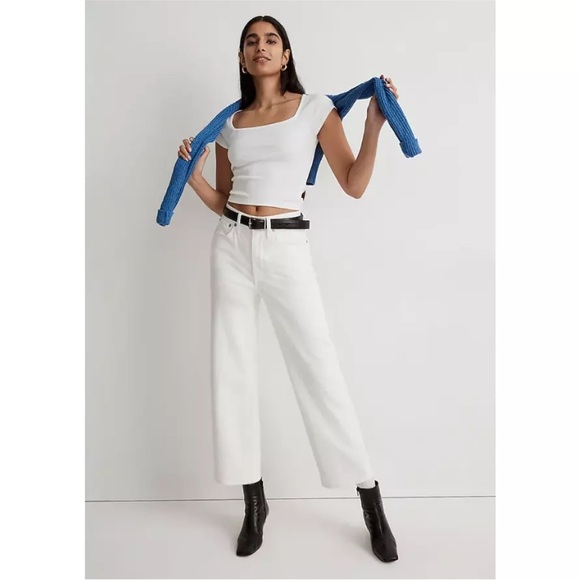 NWT! Madewell Perfect Tall Vintage Wide-Leg Crop Jean 33 tall in Tile White. - Picture 7 of 7